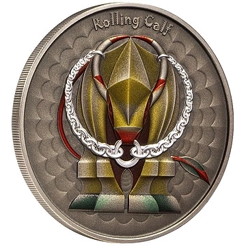 Niue : World of Cryptids - Rolling Calf 2 argent coloré 2023 High Relief Antiqued Coin