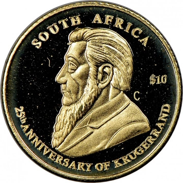 Libéria : 25e anniversaire du Krugerrand, 10 $ en or, 2005, Belle Épreuve.