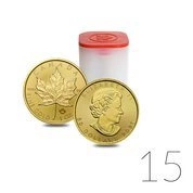 Feuille d'érable canadienne 1 once d'or 2021 LOT DE 15 PIÈCES