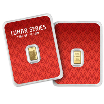 Lingot d'or Lunar Year of the Goat 1 g d'or 2027 Prooflike