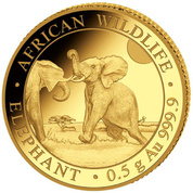 African Wildlife: Somalia Elephant 0,5 gram Gold 2024 Proof