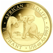 African Wildlife: Somalia Elephant 1/10 oz Gold 2024