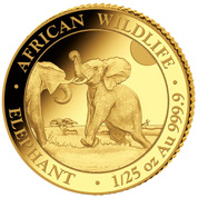 African Wildlife: Somalia Elephant 1/25 oz Gold 2024