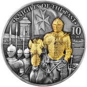 Malta: Knights of the Past 2 oz Silver 2023 Gilded High Relief Antiqued Coin