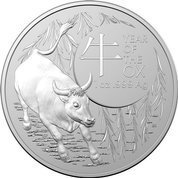 Royal Australian Mint: Lunar- Jahr der Ochse 1 oz Silber 2021