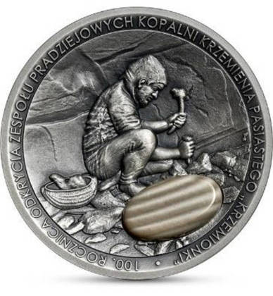 100th anniversary of the discovery of the complex of prehistoric striped flint mines "Krzemionki" 50 PLN Silver 2022 50 PLN Silber 2022 