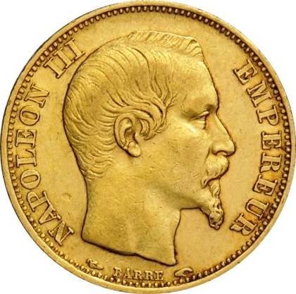 20 Francs Napoleon III ohne Kranz auf dem Kopf Random Year