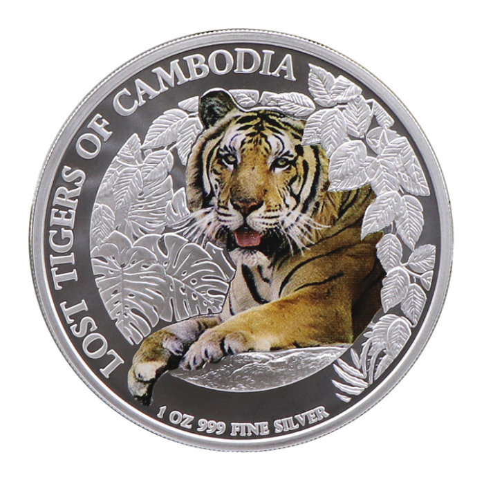 Cambodia: The Lost Tiger of Cambodia coloured 1 oz Silber 2023 