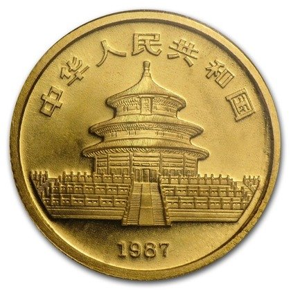 China Panda 1/10 oz Gold 1987-s