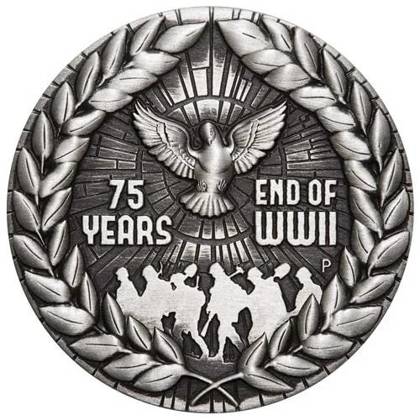 End of World War II 75th Anniversary 2020 2 oz Silber Antiqued Coin