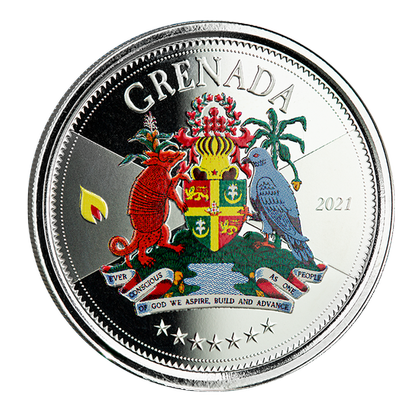 Grenada: Coat of Arms coloured 1 oz Silber 2021