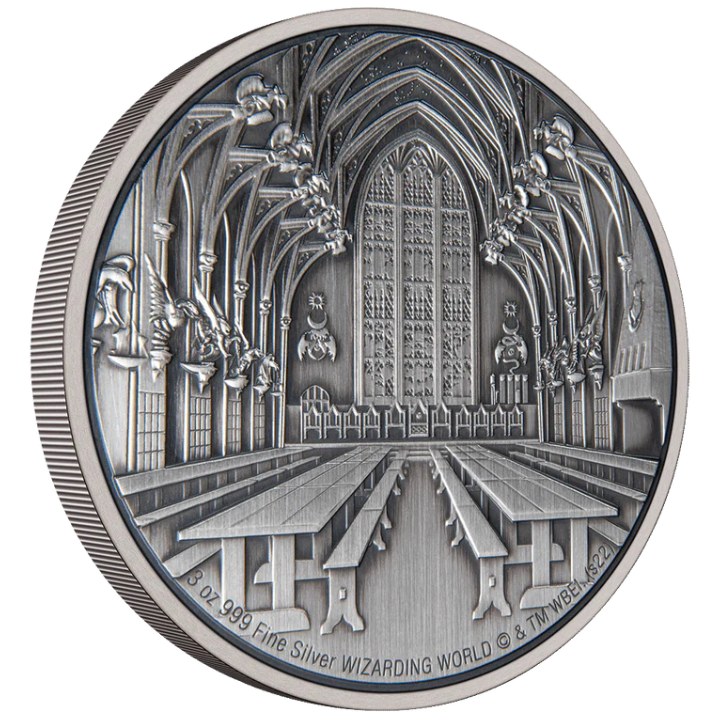 Niue: Harry Potter - Hogwarts The Great Hall 3 oz Silber 2022 Antique Finish