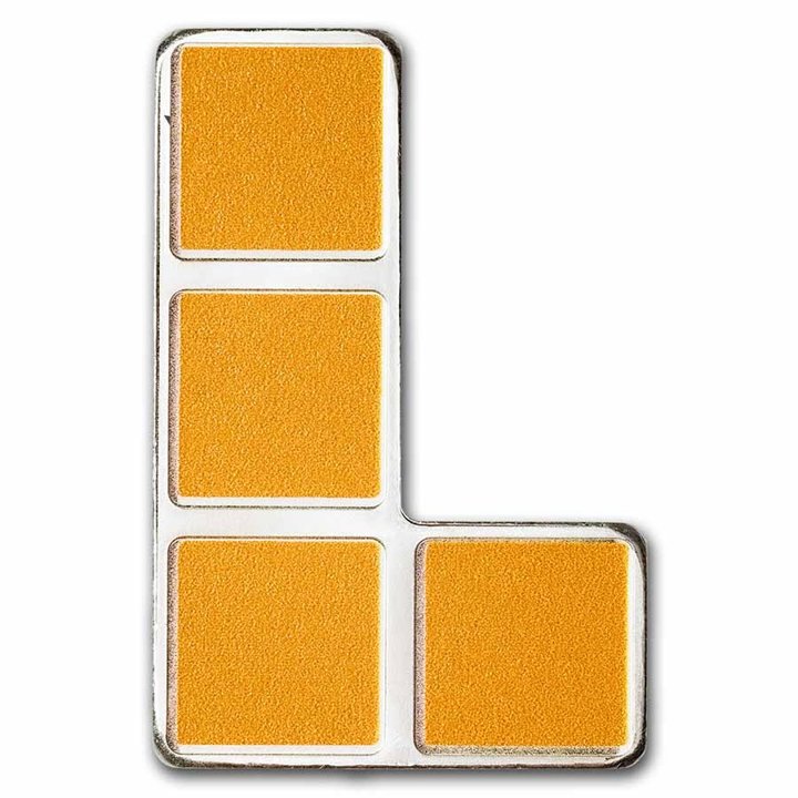 Niue: Tetris - L-Tetrimino Block coloured 1 oz Silber 2023 Coin (orange)