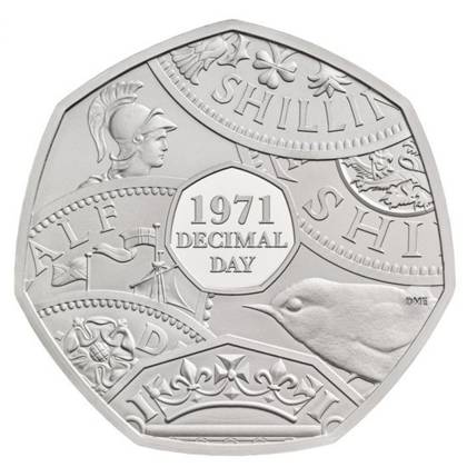 The 50th Anniversary of Decimal Day 2021 Proof Piedfort Coin