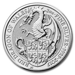 The Queen’s Beasts: The Red Dragon of Wales 2 oz Silber 2017