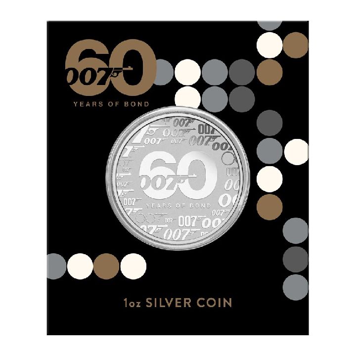 Tuvalu: James Bond 60th Anniversary 1 oz Silber 2022 (coin in the card)
