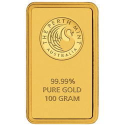 100 gram Goldbarren Perth Mint