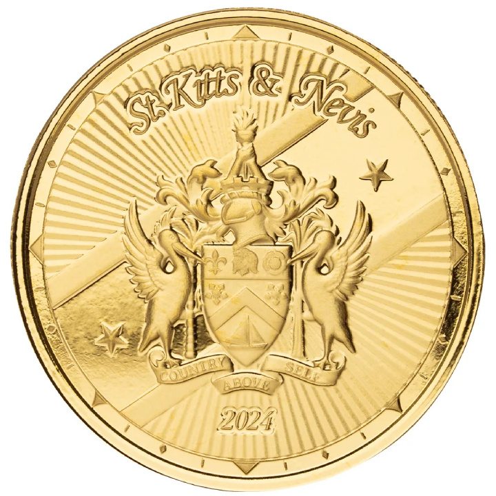 St. Kitts & Nevis: Escudo de Armas 1 onza de Oro 2024 Proof