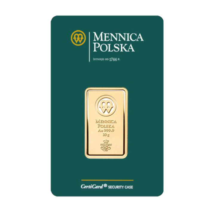 20 gramos Lingote de Oro Casa de la Moneda de Polonia