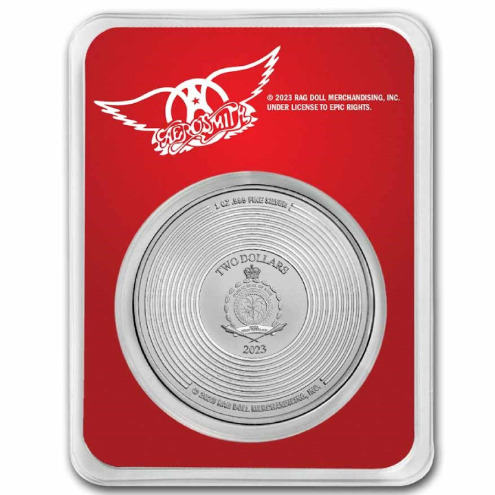 Niue: Aerosmith 'Dream On' 50th Anniversary coloured 1 oz Plata 2023 Slab