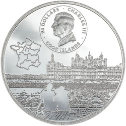 Cook Islands: Château de Chambord kolorowany 5 uncji Srebra 2024 Proof Ultra High Relief 