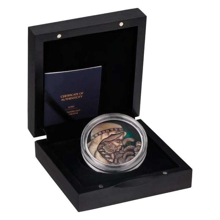 Niue: Gli elementi - Milda colorata $5 Argento 2023 Moneta antica ad alto rilievo