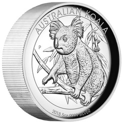 Koala Australiano 5 oz Plata 2018 Prueba Alto Relieve