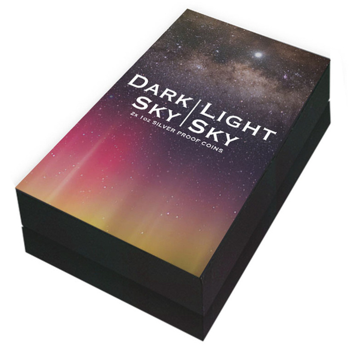 Set of 2 New Zealand coins: Dark Sky & Light Sky coloured 2 x 1 oz Silver 2024 Proof
