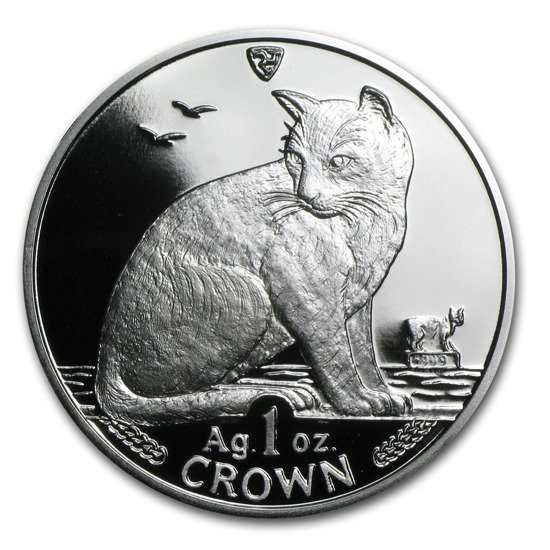 Isle of man cat series: Alley Cat 1 oz Silver 1990 Proof
