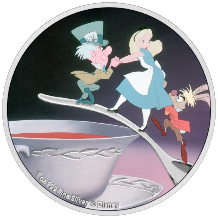 Niue: Disney Alice nel Paese delle Meraviglie - Il Cappellaio Matto colorato 1 oncia d'argento 2021 Proof