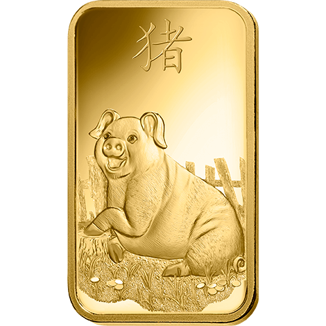5 gramos Lingote de Oro Lunar Series Año del Cerdo
