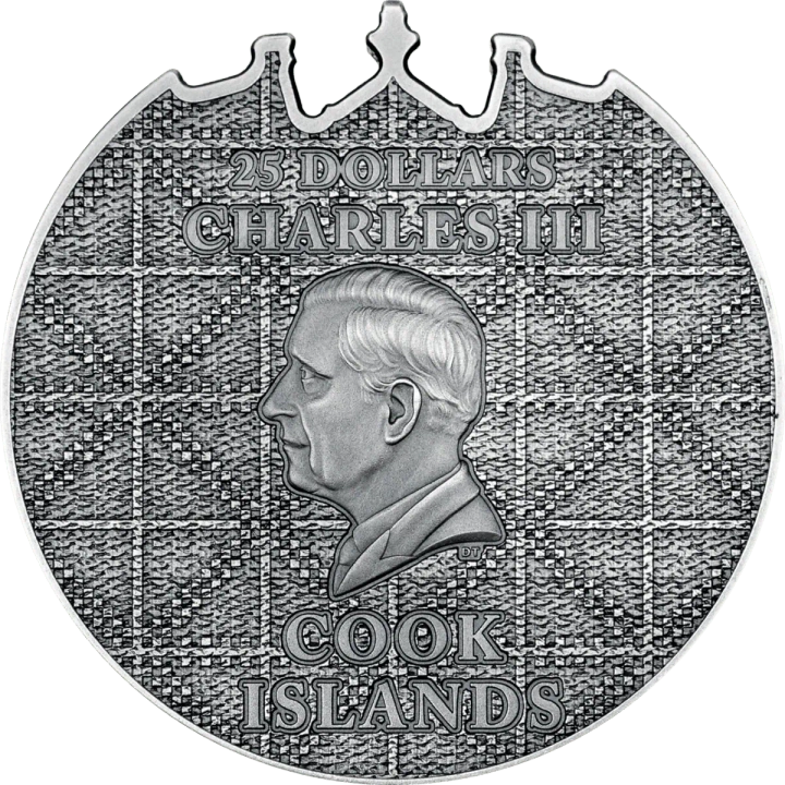 Cook-szigetek: Petra Al-Khazneh – színezett, 5 unciás ezüst, 2025, antikolt, magas domborítású.