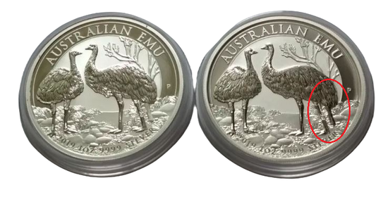 Australský emu 1 unce stříbra 2019 Error