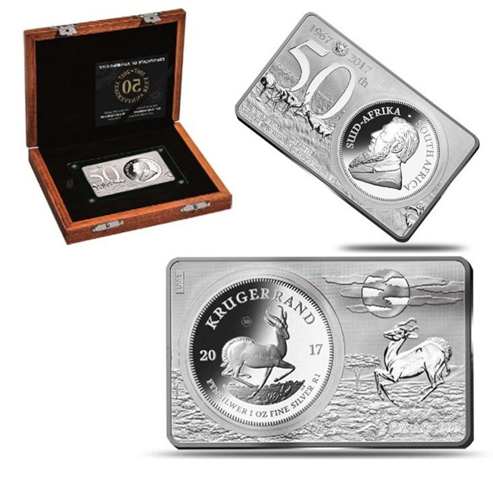 2-Stück Silber Barren & Münzen Set (50 Jahre) Krugerrand 2017