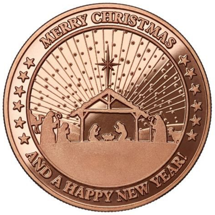 Christmas nativity scene, 1 ounce of copper.