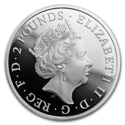 The Queen’s Beasts: The Black Bull of Clarence 2 oz Silber 2018 PROOF