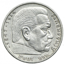 Niemcy Trzecia Rzesza - Paul von Hindenburg 5 reichsmarek Srebro 1935-1936