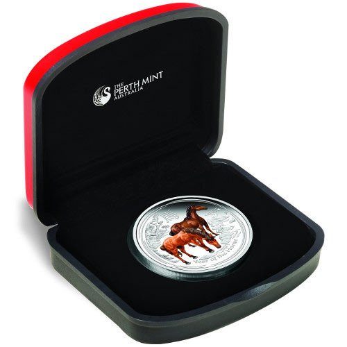 Lunar II: Jahr des Pferd 1 oz Silber Eingefärbt