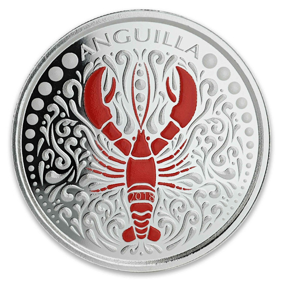 Anguilla: Lobster színes 1 uncia ezüst 2018 Proof