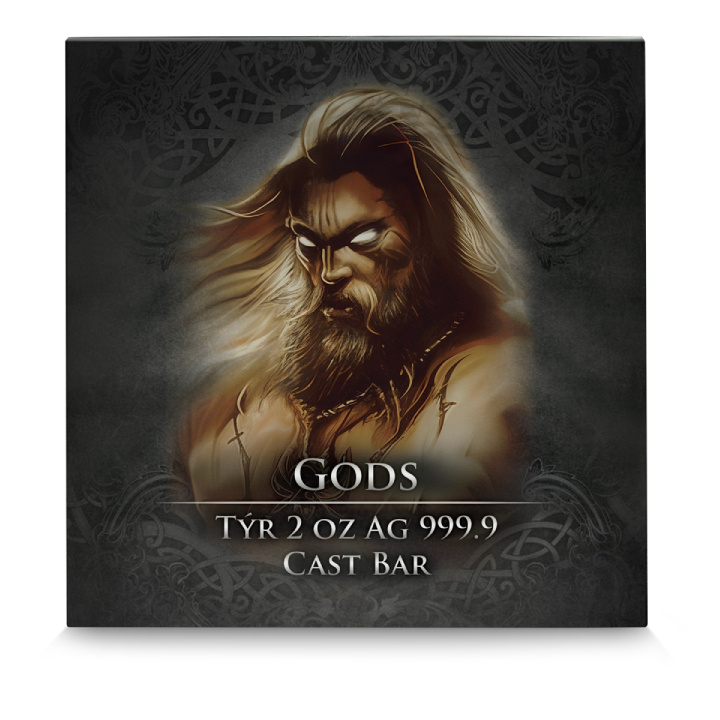 Germania Mint Bar: Istenek – Týr színes 2 uncia ezüst 2024 antik kivitel