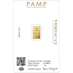 1 g PAMP Lady Fortuna VERISCAN Goldbarren im Etui – Geschenkset