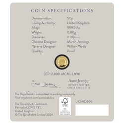 Royal Mint Lunar : Année du Dragon 1/40 once d'or 2024 Proof