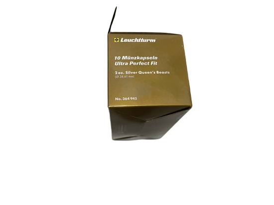 Leuchtturm - ULTRA PERFECT FIT ROUND CAPSULES ULTRA coin capsules Perfect Fit for 2 oz Silver The Queen's Beasts / The Royal Tudor Beasts pack of 10
