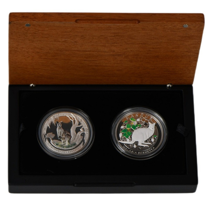 NBP/RAM Set of 2 Coins : Valabia Benetta/Kangaroo Giant 2 oz Silver 2013 Proof
