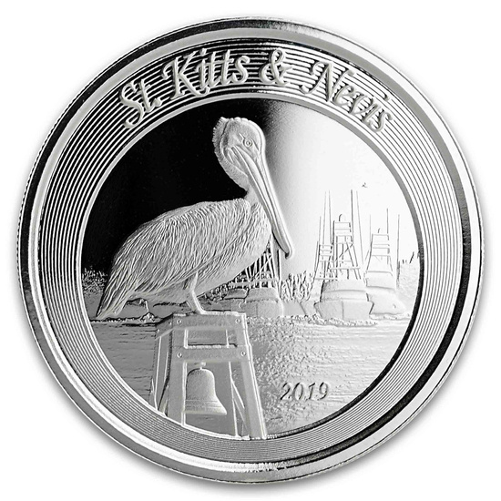 St. Kitts & Nevis: Brown Pelican 1 uncja Srebra 2019