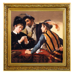 Niue: Caravaggio - Grający w karty kolorowany, pozłacany 1 uncja Srebra 2021 Proof