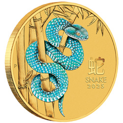 Perth Mint: Lunar III - Anno del Serpente colorato 1/10 oncia d'oro 2025