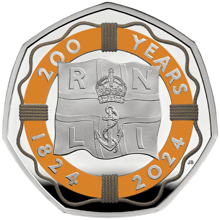 200 de ani de la RNLI 2024 50p colorată din argint Proof
