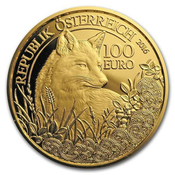 La faune dans notre ligne de mire : le renard 100 euros 2016 Proof