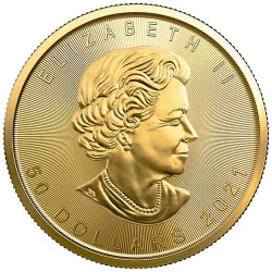 Hoja de arce canadiense 1 oz Oro 2021 PAQUETE DE 5 PAQUETES